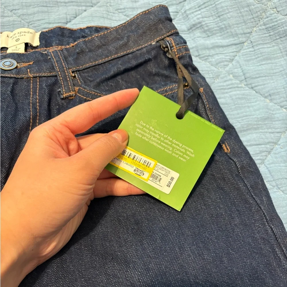 Kate Spade x Target Jeans Dark Wash Wide Leg | Cuffed Straight Leg | NWT Size 2 - Picture 3 of 11